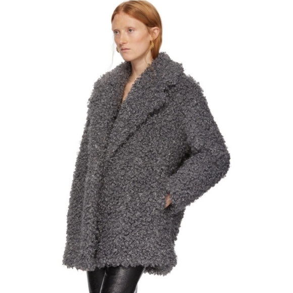 Tibi Grey Faux Curly Lamb Coat size small in smoky grey - Picture 1 of 12